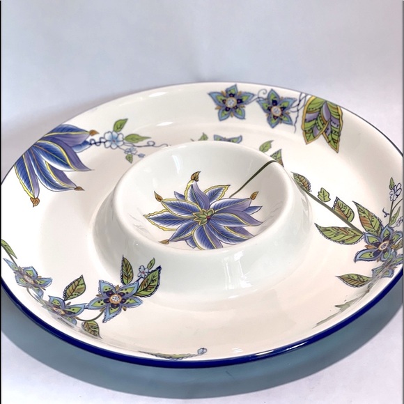 Home Accents White blue Floral serving appetizer platter veggie tray - Picture 11 of 11